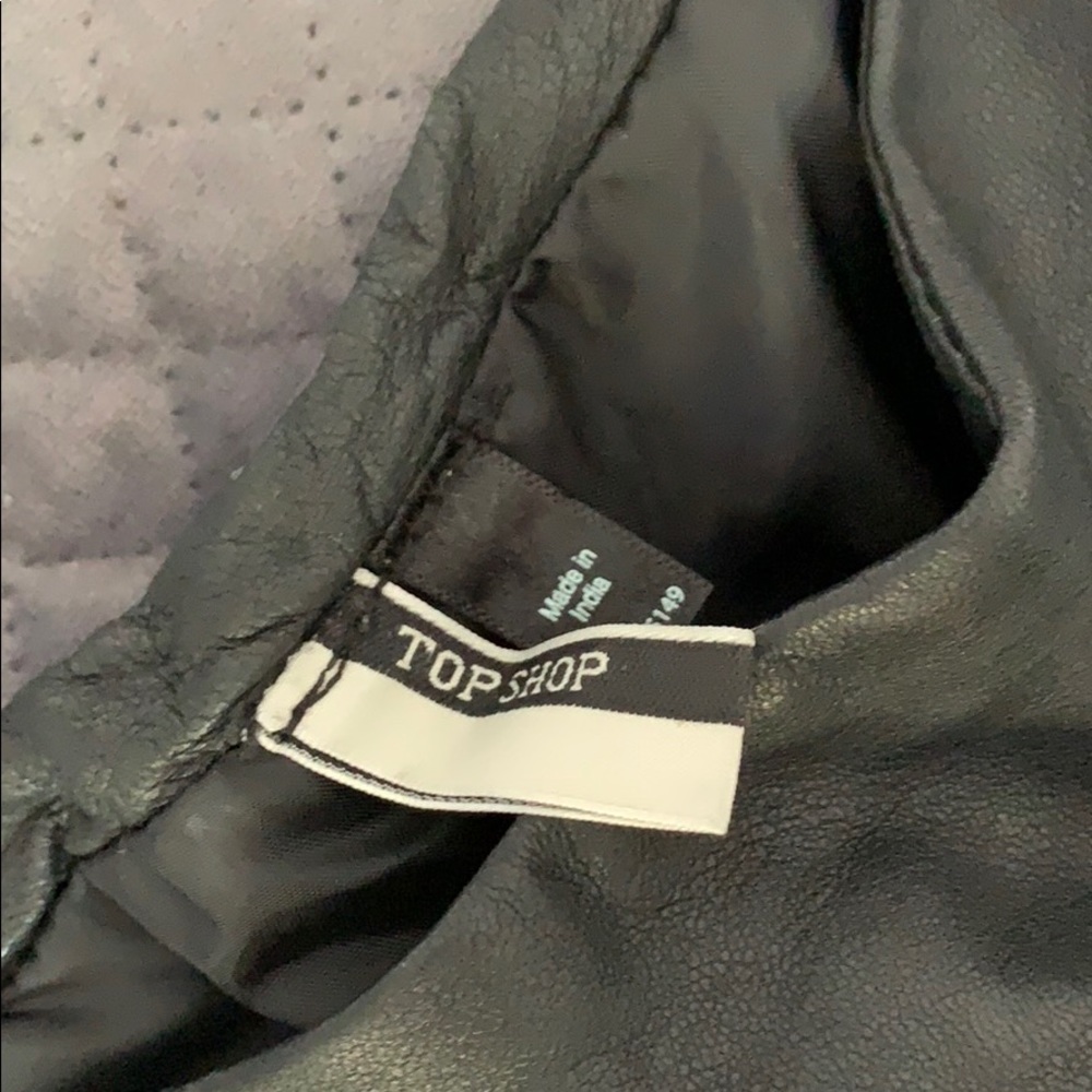 Top Shop genuine leather pants with suede details